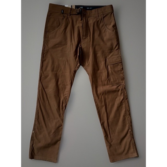 New prAna Stretch Zion Pant II Slim Fit Tapered Leg Trousers Brown 32x30 JBHS